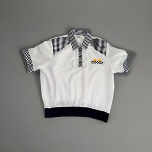 Vintage 80s 90s Cricket Lane White Gingham Colorblock Polo Shirt Blouse